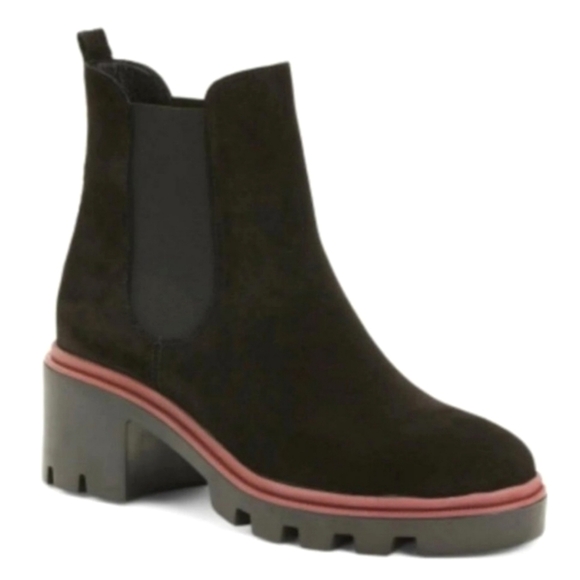 Antonio de Faria Black Suede Leather Chunky Chelsea Boots Size 8 - Picture 8 of 12